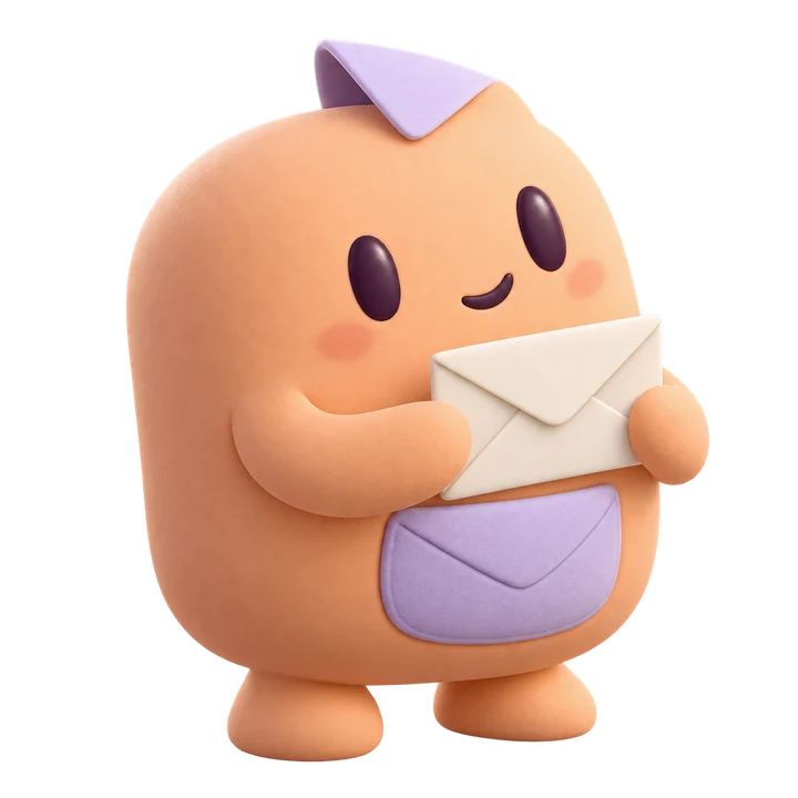 An apricot little proxy carrying a letter to the task inbox